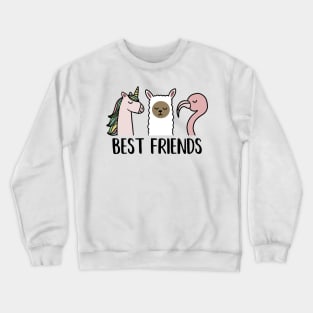 Best Friends Unicorn, Llama, Flamingo Animal Crewneck Sweatshirt